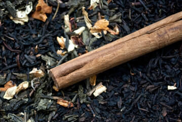 cinnamon stick and tea top view