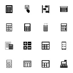 Calculation icon - Expand to any size - Change to any colour. Perfect Flat Vector Contains such Icons as solar cell calculator, abacus, multiplication, division, addition, subtraction, hand, maths.