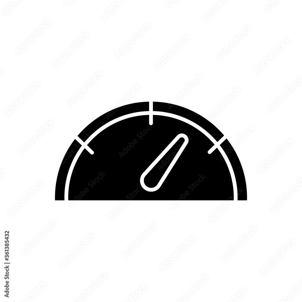 Poster speedometer black glyph icon. gas dial. dashboard with pointer. check internet performance. meter di