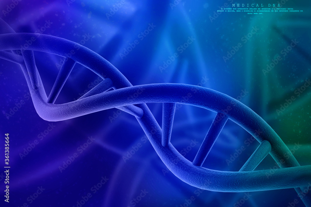 Poster 3d render of dna structure, abstract background