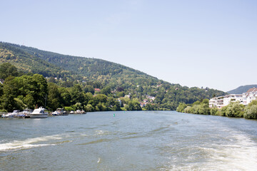 blick auf die natürliche landschaft am neckar in heidelberg deutschland