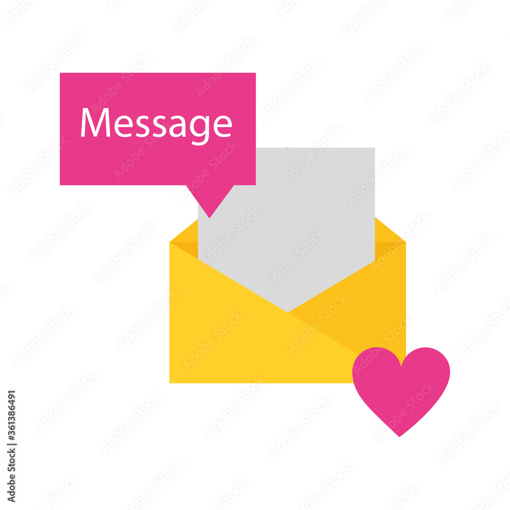 Poster envelope with heart and bubble vector design
