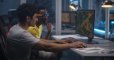 Young men beta testing video game © Framestock