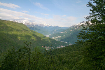 Fototapeta na wymiar View of the Caucasus mountains, Sochi, Russia.