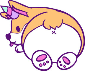 
Cute Cartoon Chubby Corgi Unicorn