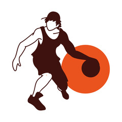 basketball player man with ball vector design