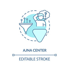 Anja center turquoise concept icon. Ability to conceptualize. Abstract thinking. Chakra in system. Human design idea thin line illustration. Vector isolated outline RGB color drawing. Editable stroke