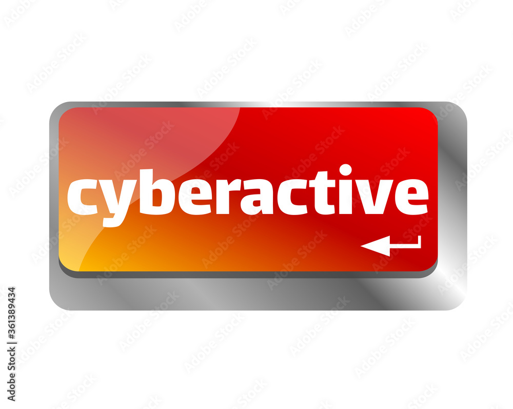 Poster cyber security concept. button on modern computer keyboard. cyberactive