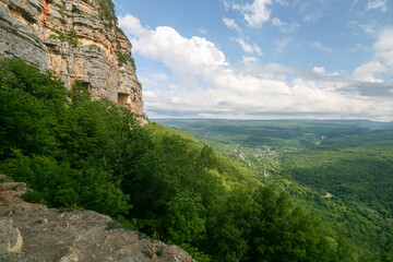Fototapeta na wymiar View of the cliffs in the area Mezmay, Krasnodar Krai, Russia.