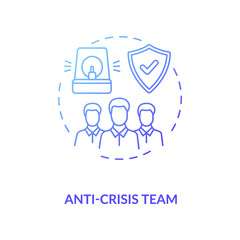 Anti-crisis team concept icon. Workplace safety guidelines idea thin line illustration. Team protect company against crisis. Vector isolated outline RGB color drawing
