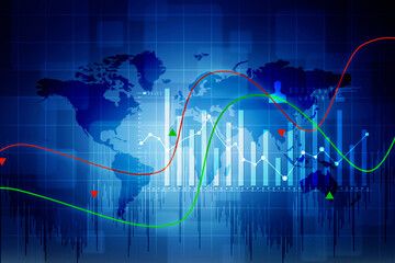 2d rendering Stock market online business concept. business Graph 