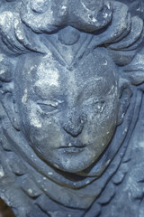Close up goddess Hera is eldest daughter Kronos and Rei, sister and wife of Zeus. Ancient stone...