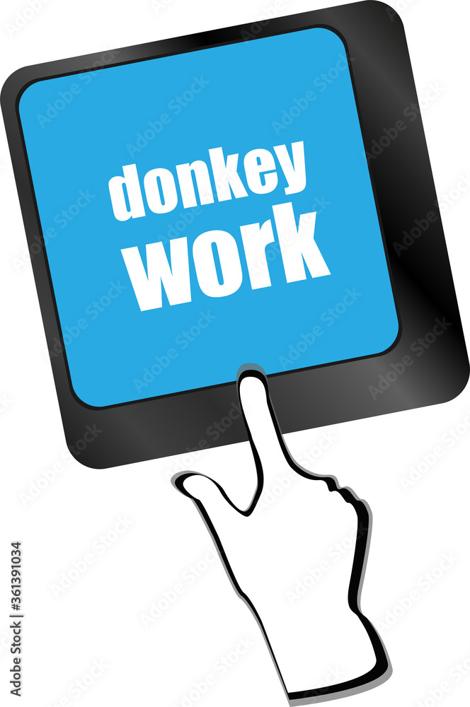 Poster donkey work button on computer keyboard key