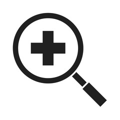 magnifying glass analysis healthcare medical and hospital pictogram silhouette style icon