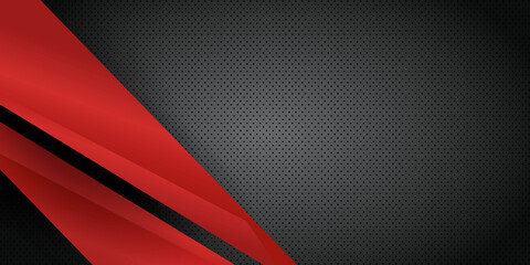 Red geometric background overlap layer on black metal background. Modern geometric background. Technology red black composition. vector illustration.