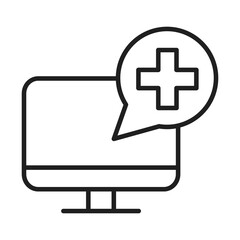 Obraz premium computer medical support app healthcare hospital pictogram line style icon