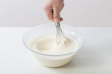 dough in  glass plate on  white background