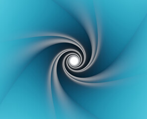 Abstract spiral tunnel. The space inside the bent blue pipe.