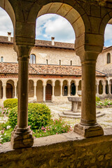 View on the cloister of the Cistercian abbey of Santa Maria di Follina, Treviso - Italy