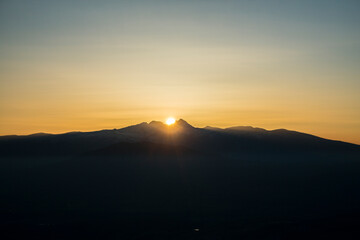 view from the top of Mount Hatis to sunset