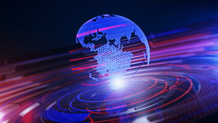 3D World News Background,  digital world breaking news Studio Background for news report and breaking news on world live report