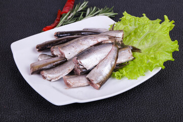 Anchovy fish snack in the bowl