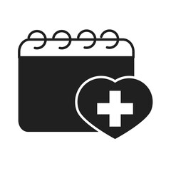 calendar reminder healthcare medical and hospital pictogram silhouette style icon