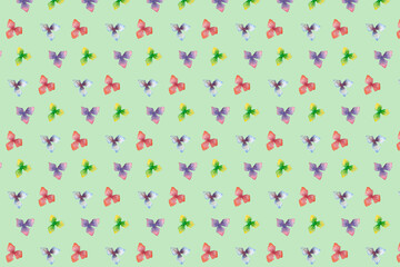 Watercolor hand drawn flower summer green pattern.