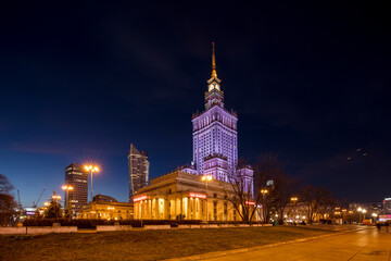 Warsaw, Poland, Europe, December 2018, Palace of Culture and Science