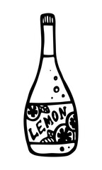 DRAWN JUICE BOTTLE ON A WHITE BACKGROUND