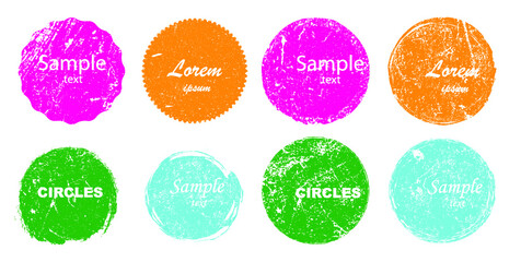 Grunge post Stamps Collection, Circles. Banners, Insignias , Logos, Icons, Labels and Badges Set . vector distress textures.blank shapes.