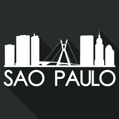 Sao Paulo Flat Icon Skyline Silhouette Design City Vector Art Famous Buildings