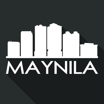 Maynila Flat Icon Skyline Silhouette Design City Vector Art Famous Buildings