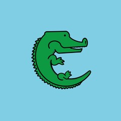 Kids alphabet, Crocodile, letter C