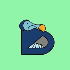 Kids alphabet, Dodo, letter D © Anton