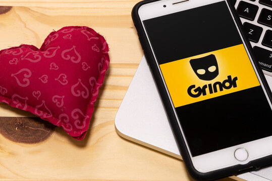 December  24, 2019, Brazil. Grindr - the worlds leading mobile social network app exclusively for gay, bi and curious men.