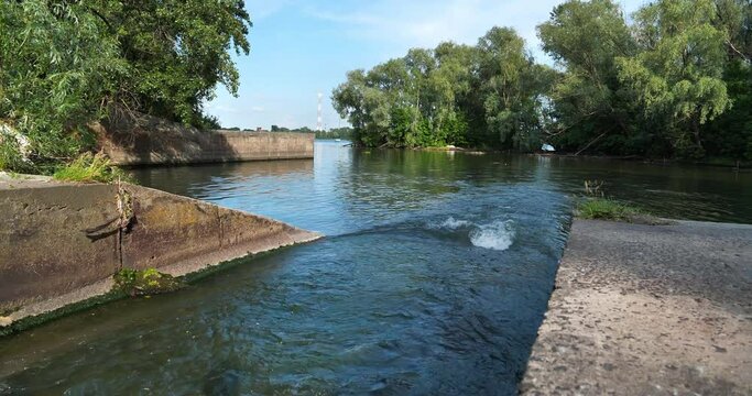 Mouth of ancient river of Lybid in Kyiv, Ukraine. The Lybid River flows into the Dnieper River, a right tributary of the Dnieper