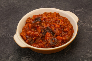 Eggplant saute with tomato and herbs