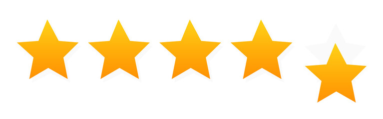 Obraz premium Five stars customer product rating. Flat icon for apps and websites.