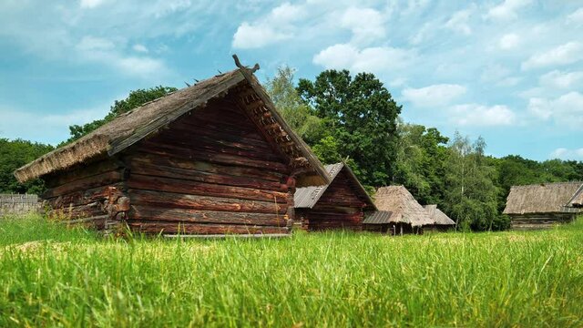 Old village with wooden houses