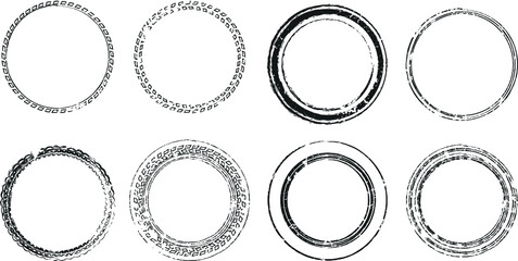 Grunge post Stamps Collection, Circles. Banners, Insignias , Logos, Icons, Labels and Badges Set . vector distress textures.blank shapes.