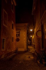 Tabor town in summer dark night in south Bohemia region