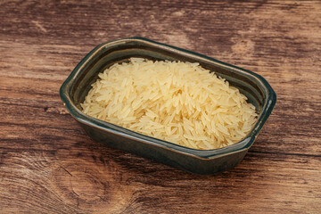 Raw basmati rice in the bowl