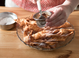 Crunch cakes called faworki.