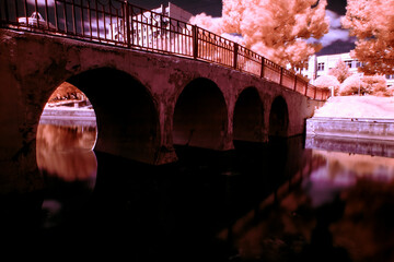 bridge over the river / infrared photo