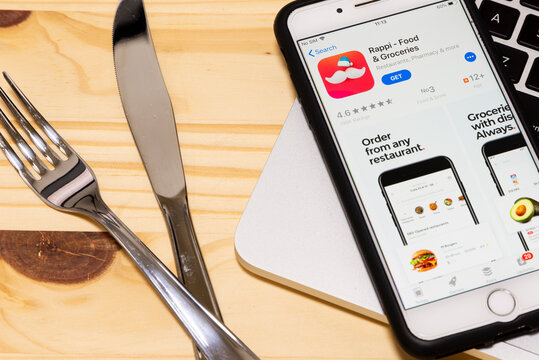 December  24, 2019, Brazil. Rappi logo on the mobile device. Rappi is an on-demand delivery startup active in Argentina, Brazil, Chile, Colombia, Mexico, Peru, and Uruguay.