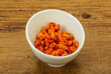 Chili peanut snack in the bowl