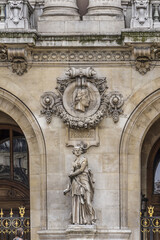 Architectural details of Opera National de Paris. Grand Opera (Garnier Palace, 1875) is famous...