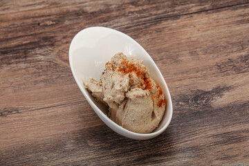 Herring butter spread in the bowl