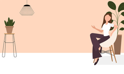 Blogger girl, freelancer woman. Video channel website, new content technology. Blogging miniature vector illustration.